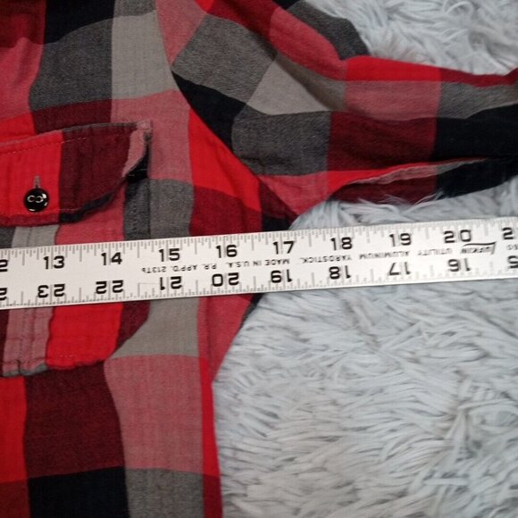Sims Snowboarding Womens Shirt Red S Plaid Button Up Casual Pockets Comfort Logo - Picture 10 of 12